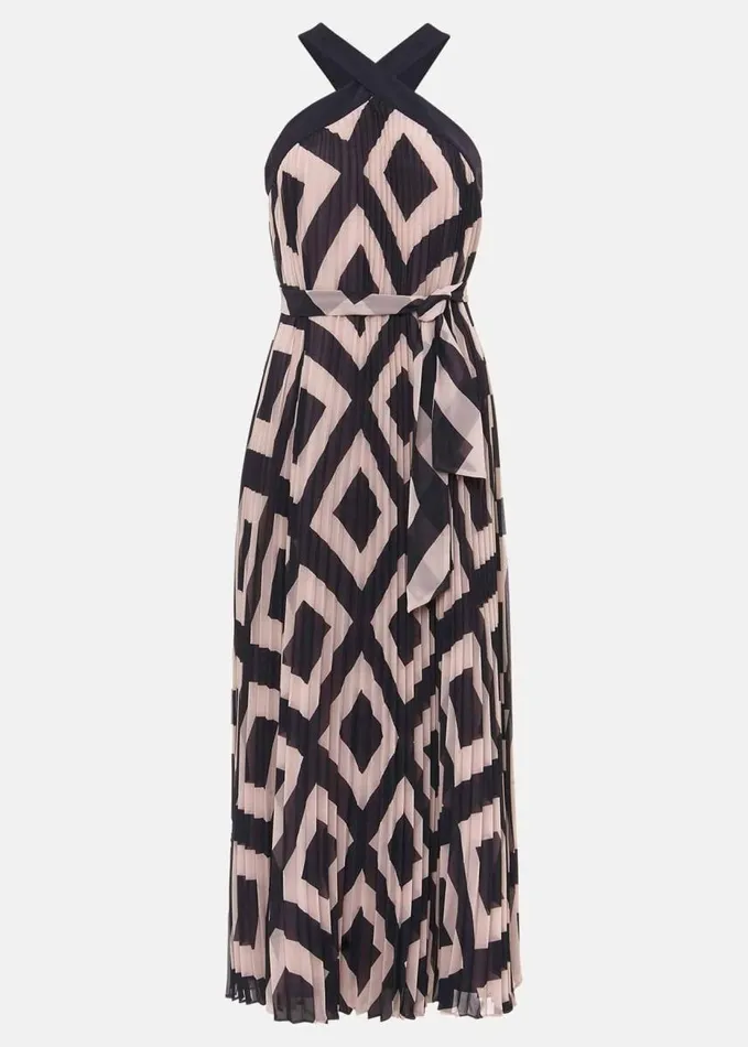 Phase Eight Hestia Diamond Trapeze Maxi Dress Navypink Women Dresses