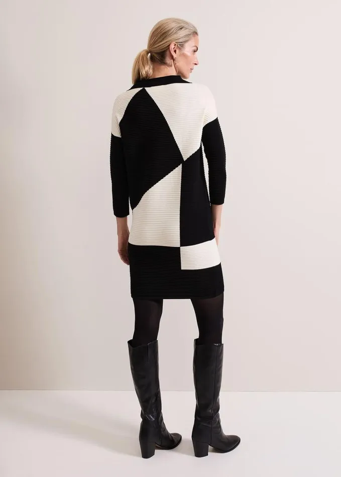 Phase Eight Hetty Ripple Colour Block Tunic Blackivory Women Dresses