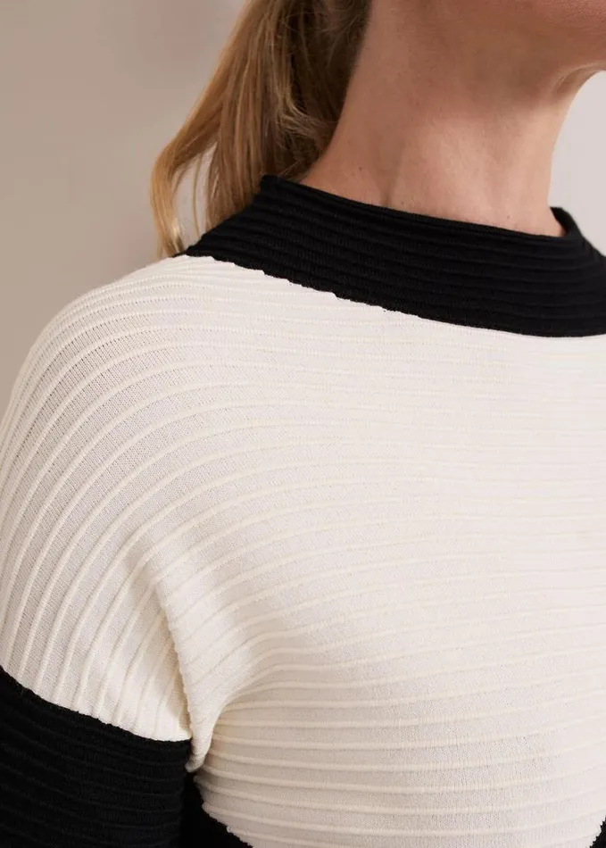 Phase Eight Hetty Ripple Colour Block Tunic Blackivory Women Dresses