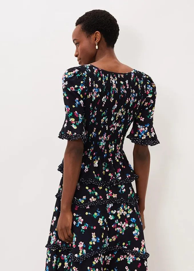 Phase Eight Hudson Floral CoOrd Blouse Blackivory Women Shirts and Blouses