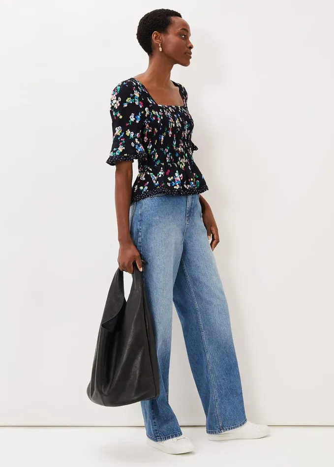 Phase Eight Hudson Floral CoOrd Blouse Blackivory Women Shirts and Blouses