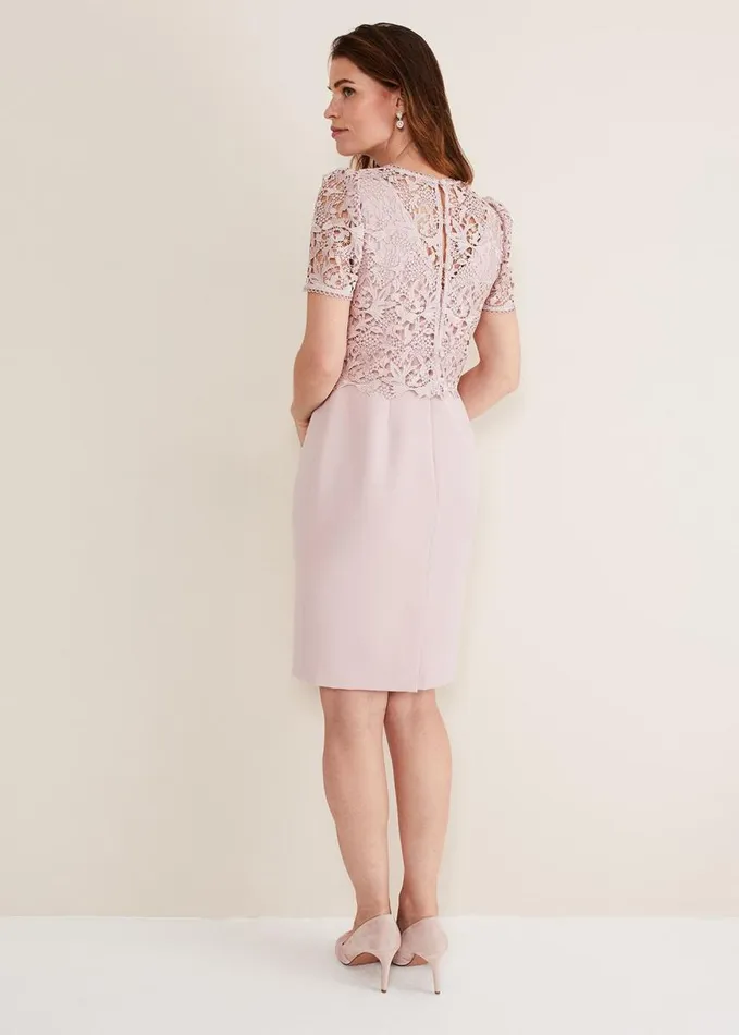 Phase Eight Isabella Lace Midi Dress Antique Rose Women Dresses