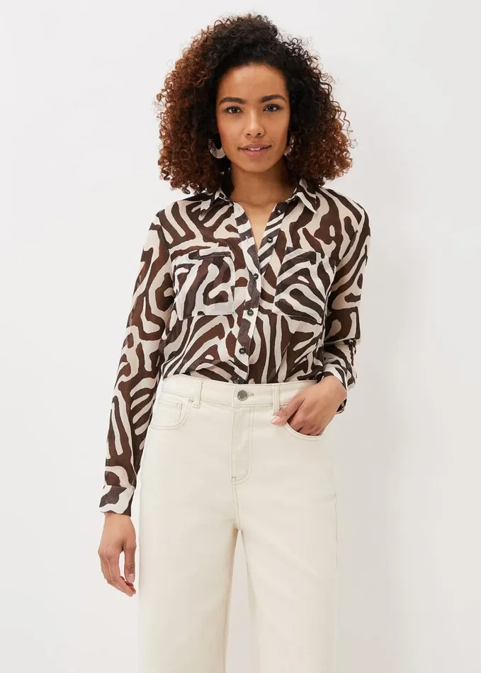 Phase Eight Isabella Zebra Print Longline Shirt Neutral Women Shirts and Blouses