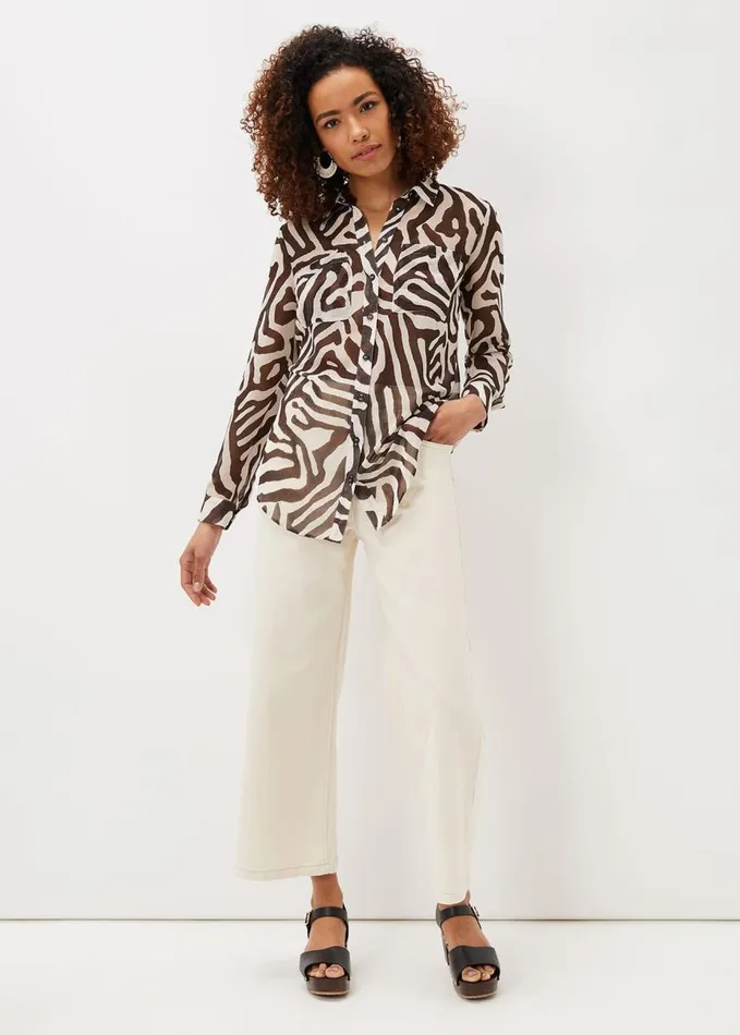 Phase Eight Isabella Zebra Print Longline Shirt Neutral Women Shirts and Blouses