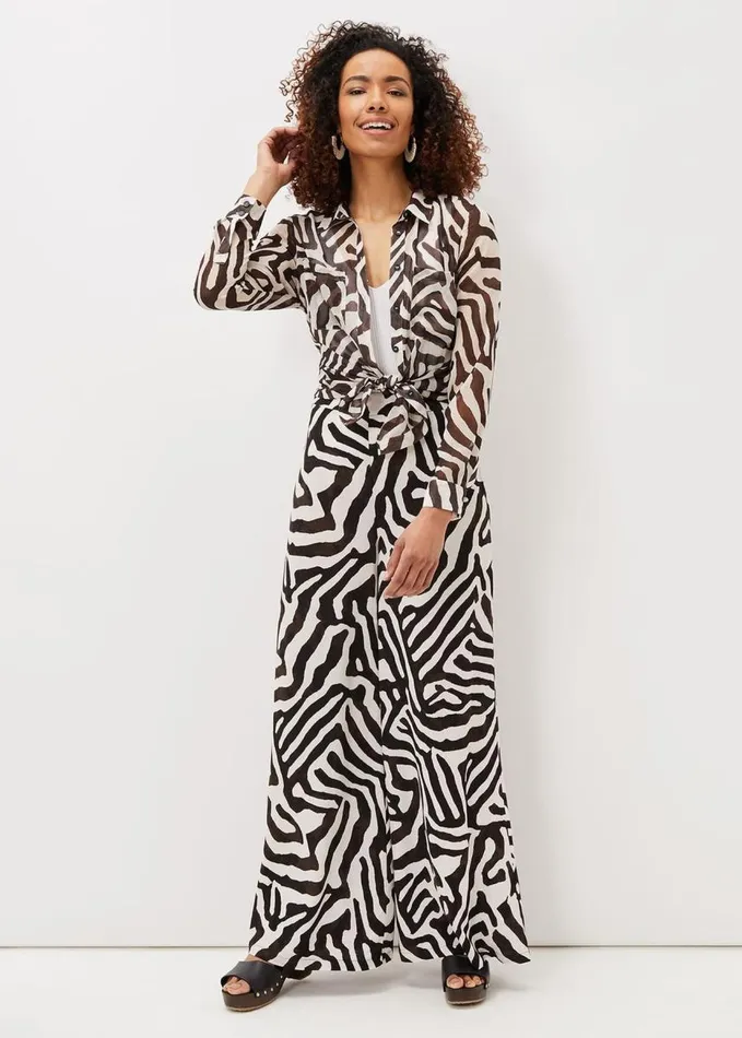 Phase Eight Isabella Zebra Print Longline Shirt Neutral Women Shirts and Blouses