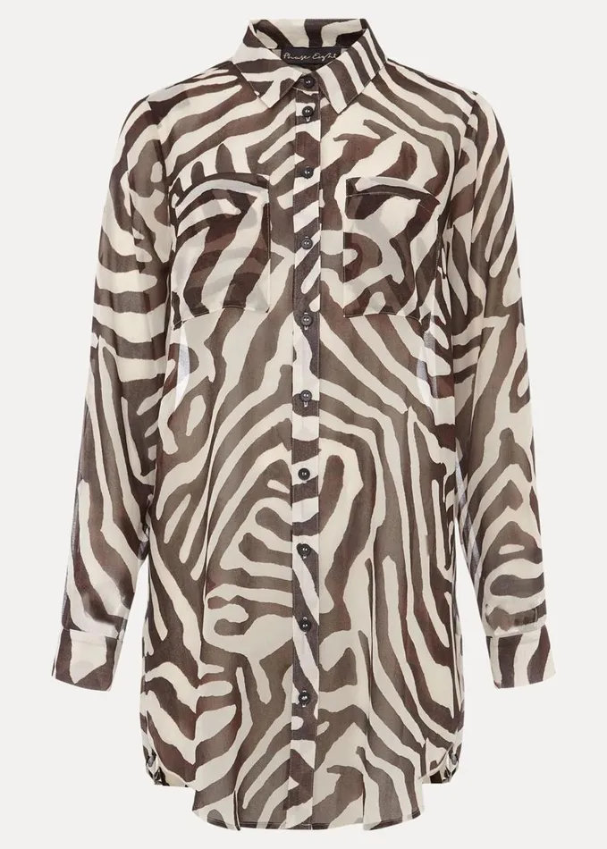 Phase Eight Isabella Zebra Print Longline Shirt Neutral Women Shirts and Blouses