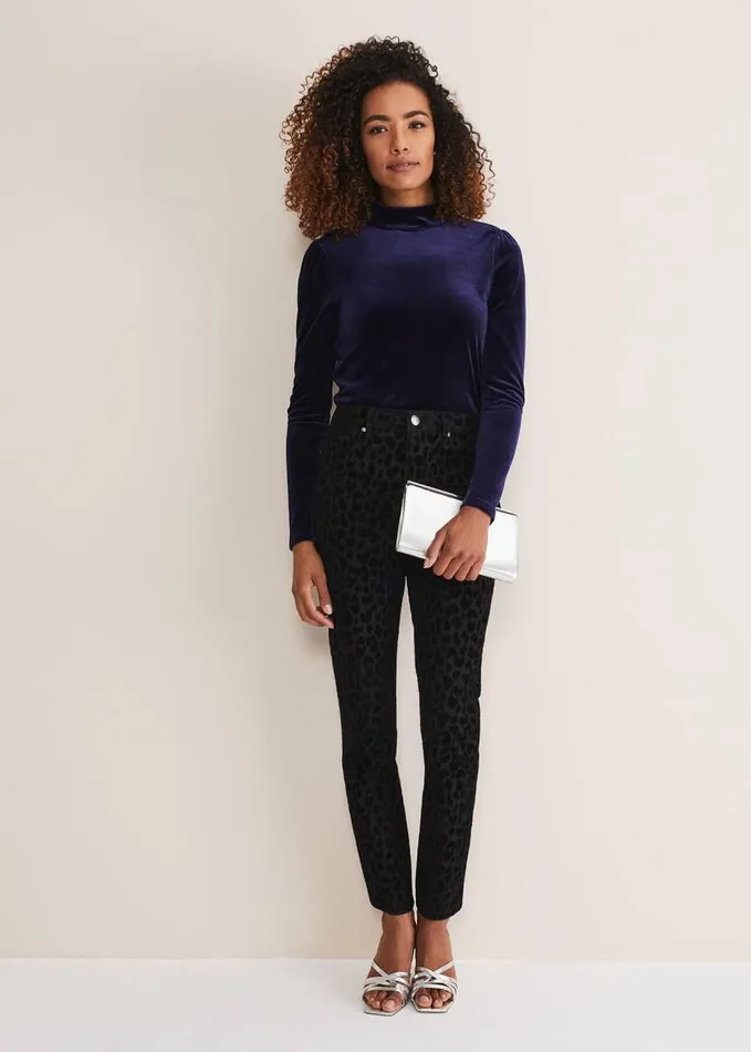 Phase Eight Jaimie Flocked Jeans Black Women Trousers
