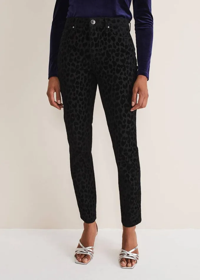 Phase Eight Jaimie Flocked Jeans Black Women Trousers