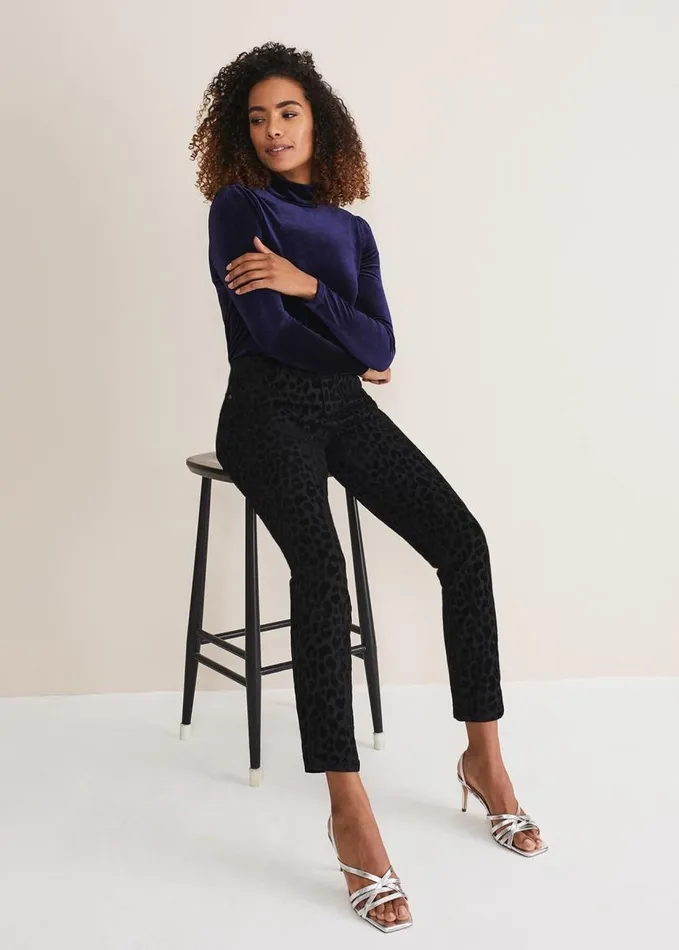 Phase Eight Jaimie Flocked Jeans Black Women Trousers