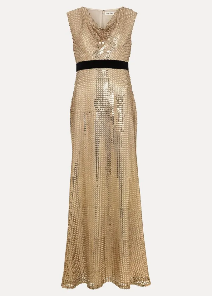 Phase Eight Jamae Gold Sequin Maxi Dress Gold Women Dresses