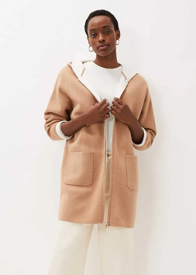 Phase Eight Jane Double Face Knit Coat Camelivory Women Knitwear