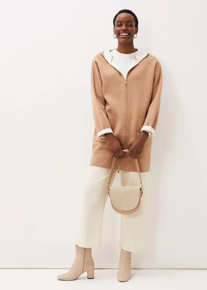 Phase Eight Jane Double Face Knit Coat Camelivory Women Knitwear