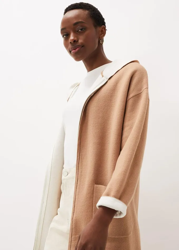 Phase Eight Jane Double Face Knit Coat Camelivory Women Knitwear