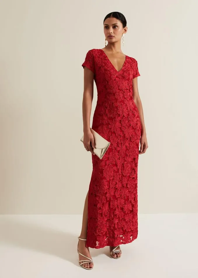 Phase Eight Janice Red Tapework Maxi Dress Red Women Dresses