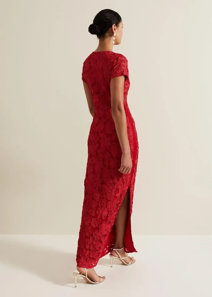 Phase Eight Janice Red Tapework Maxi Dress Red Women Dresses