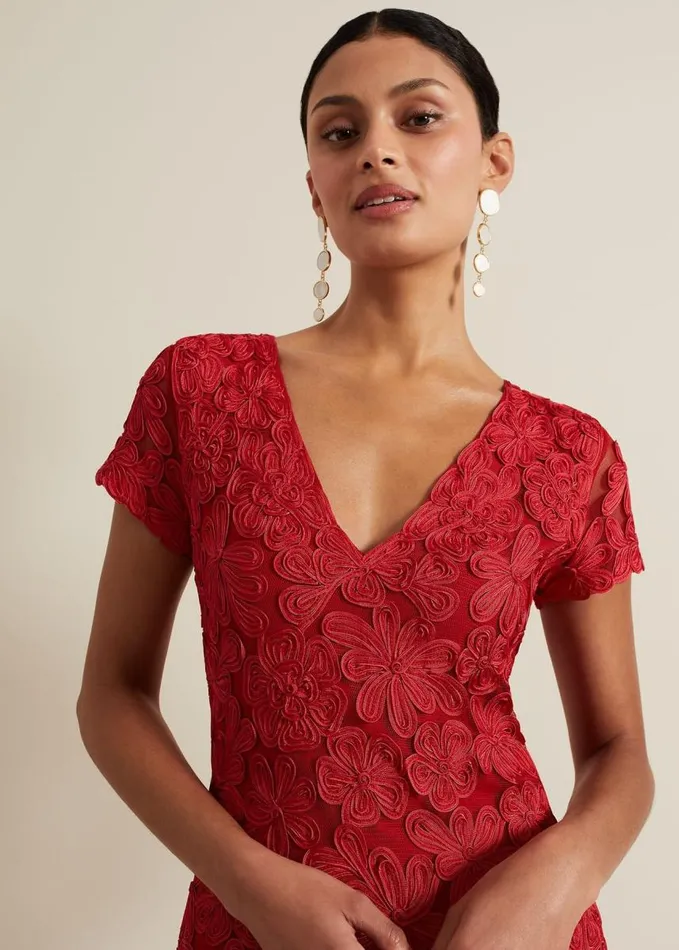 Phase Eight Janice Red Tapework Maxi Dress Red Women Dresses
