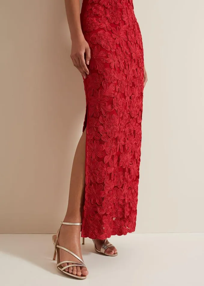 Phase Eight Janice Red Tapework Maxi Dress Red Women Dresses