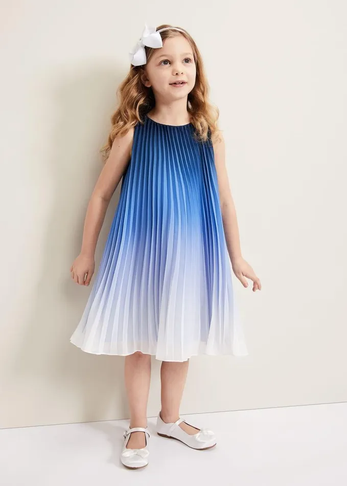 Phase Eight Jessie Ombre Pleat Dress Blue Women Dresses