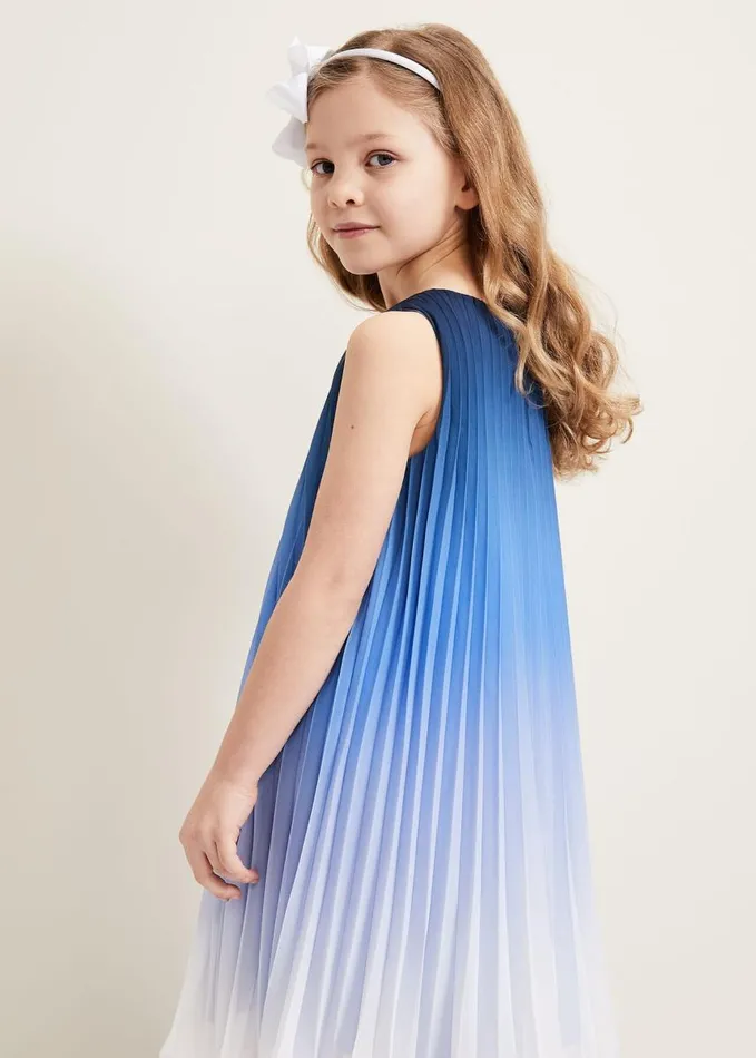 Phase Eight Jessie Ombre Pleat Dress Blue Women Dresses