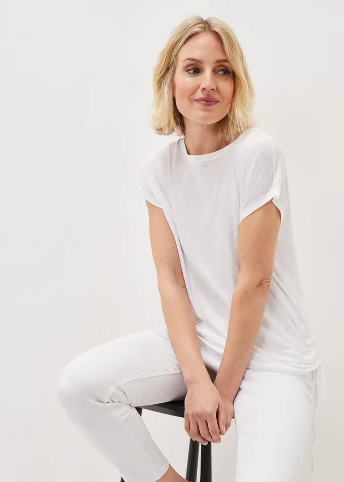 Phase Eight Jinny Ruched Side Top White Women Tops and TShirts