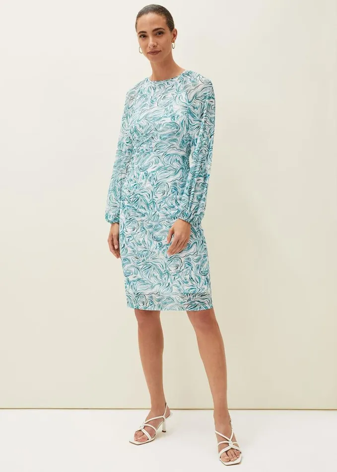 Phase Eight Jolie Swirl Mesh Dress Aquamarineecru Women Dresses