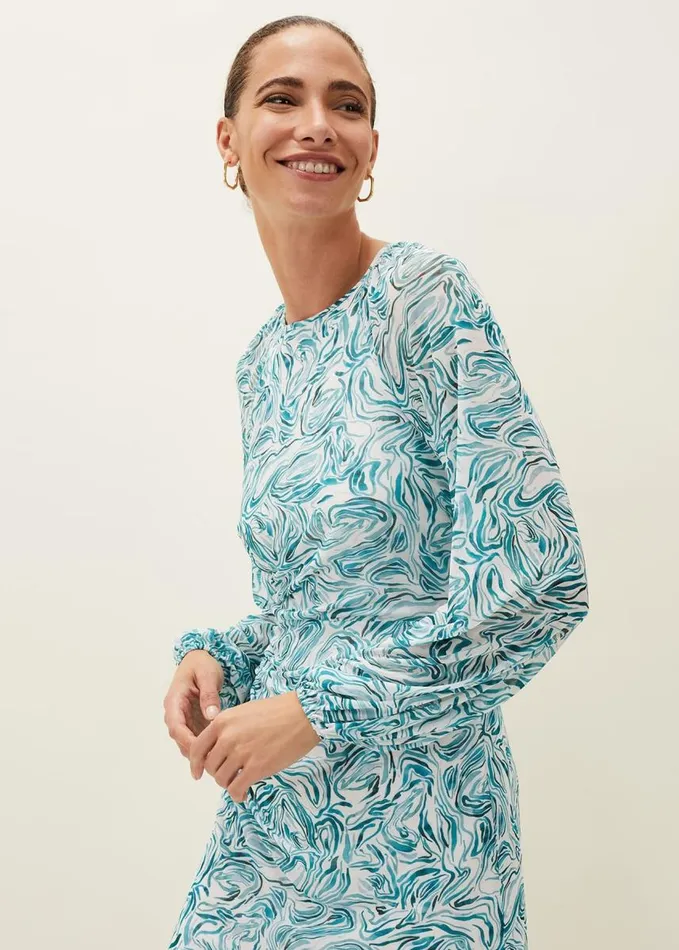 Phase Eight Jolie Swirl Mesh Dress Aquamarineecru Women Dresses