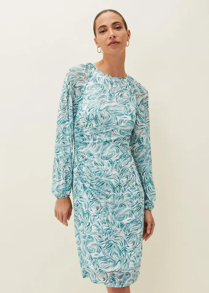 Phase Eight Jolie Swirl Mesh Dress Aquamarineecru Women Dresses