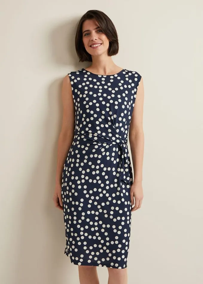 Phase Eight Josey Jersey Spot Bodycon Midi Dress Navyivory Women Dresses