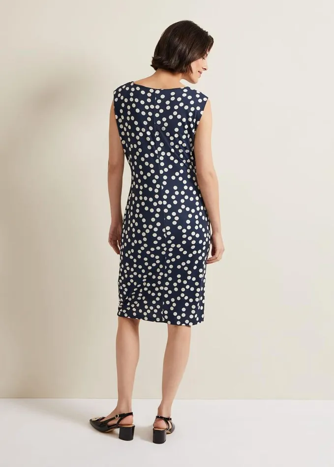 Phase Eight Josey Jersey Spot Bodycon Midi Dress Navyivory Women Dresses