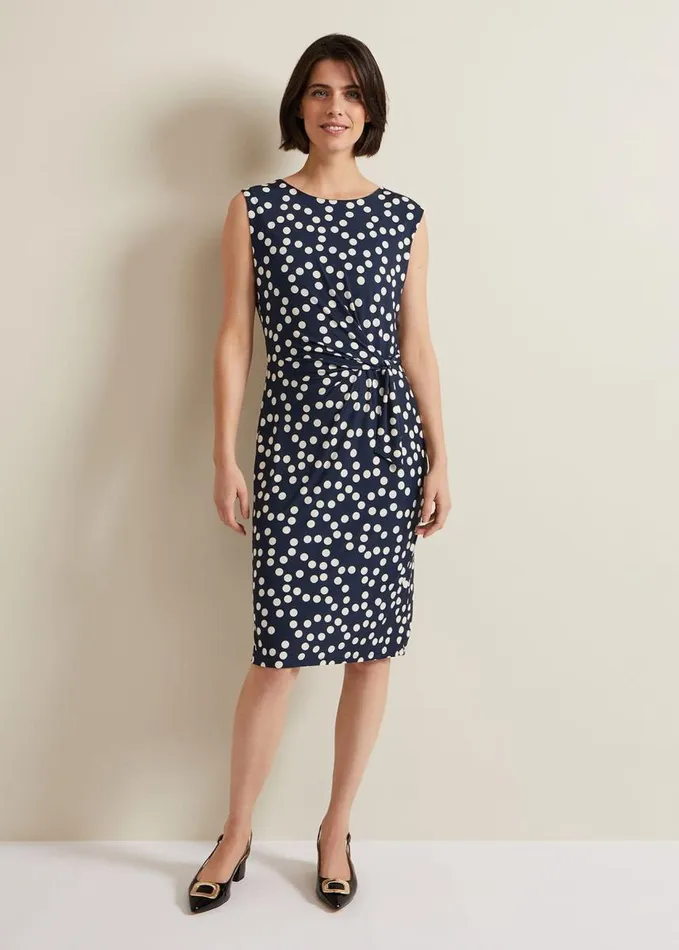 Phase Eight Josey Jersey Spot Bodycon Midi Dress Navyivory Women Dresses