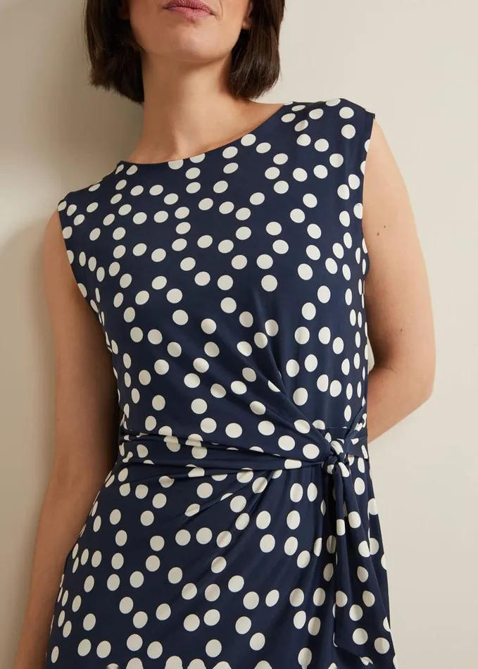 Phase Eight Josey Jersey Spot Bodycon Midi Dress Navyivory Women Dresses