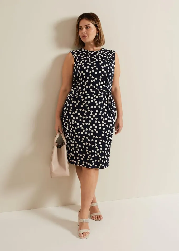 Phase Eight Josey Jersey Spot Bodycon Midi Dress Navyivory Women Dresses