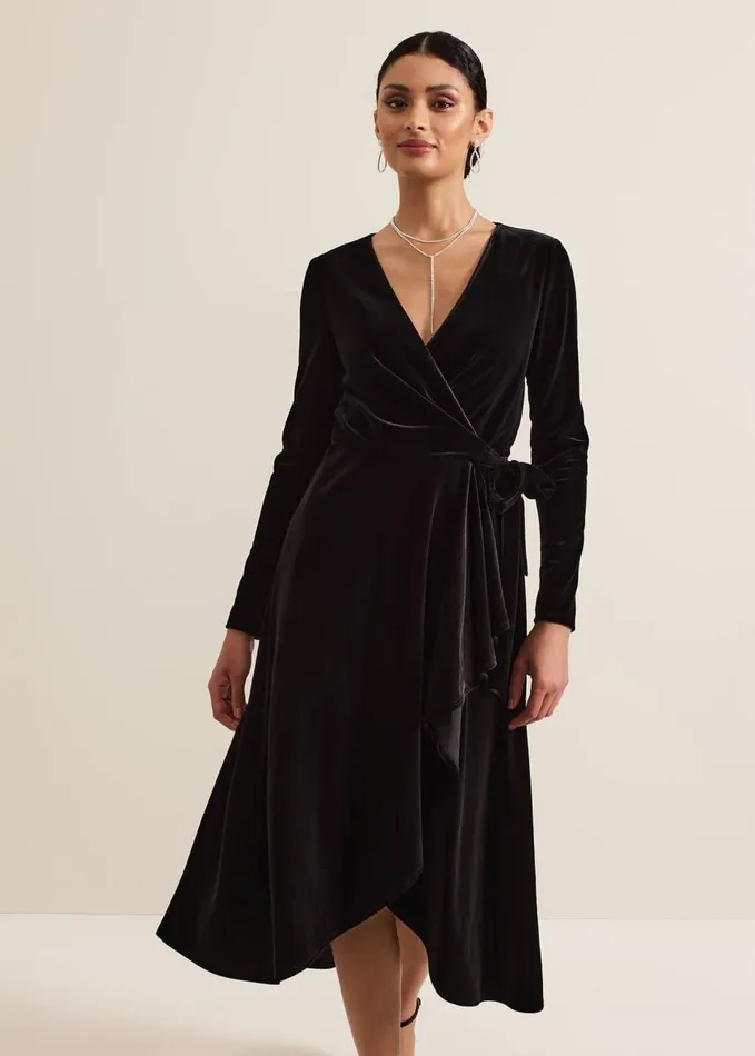 Phase Eight Julia Black Velvet Wrap Dress Black Women Dresses