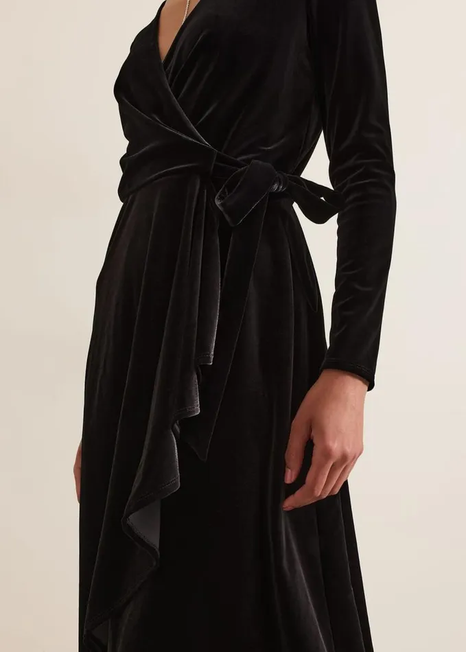 Phase Eight Julia Black Velvet Wrap Dress Black Women Dresses