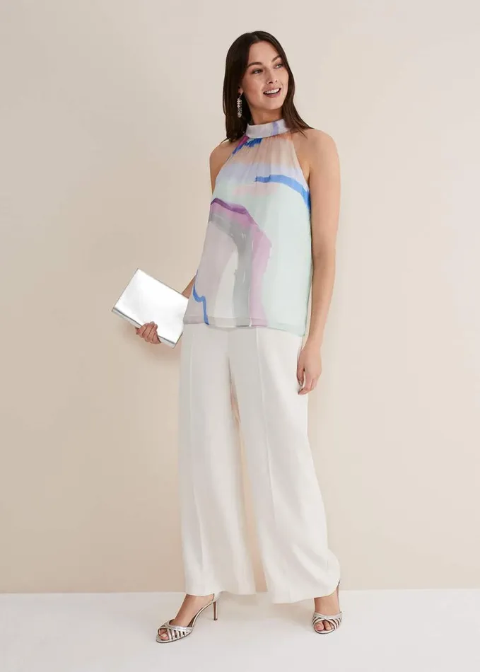 Phase Eight Kadie Silk Abstract Halter Neck Top Pastelsmulti Women Shirts and Blouses