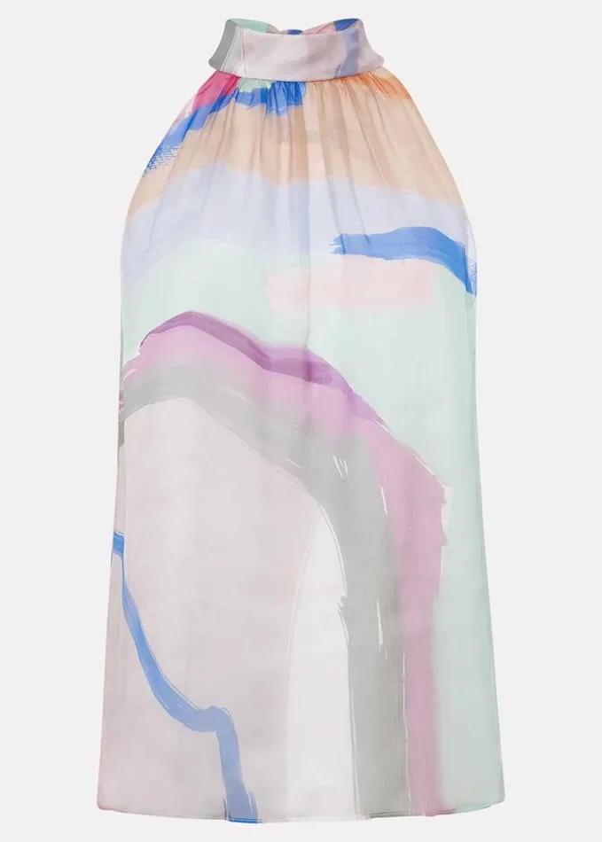 Phase Eight Kadie Silk Abstract Halter Neck Top Pastelsmulti Women Shirts and Blouses