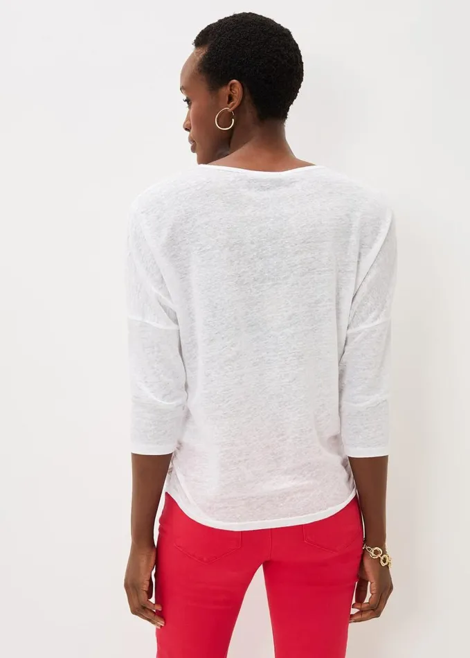 Phase Eight Kaitlyn V Neck Linen Top White Women Tops and TShirts