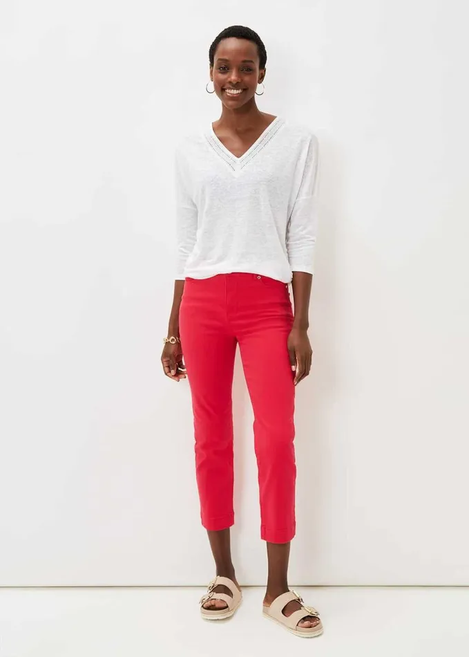 Phase Eight Kaitlyn V Neck Linen Top White Women Tops and TShirts
