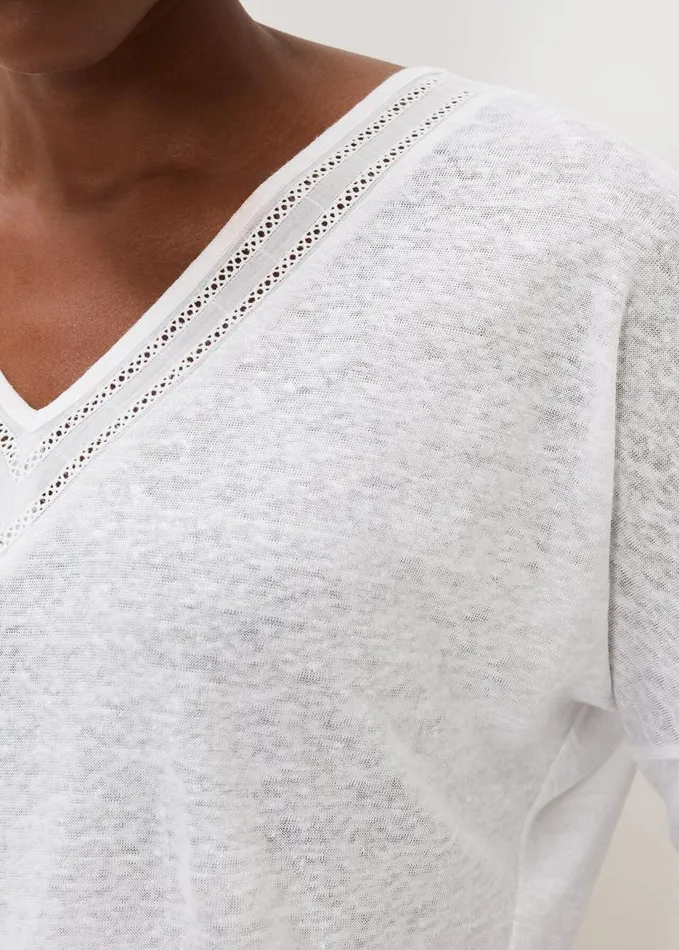 Phase Eight Kaitlyn V Neck Linen Top White Women Tops and TShirts