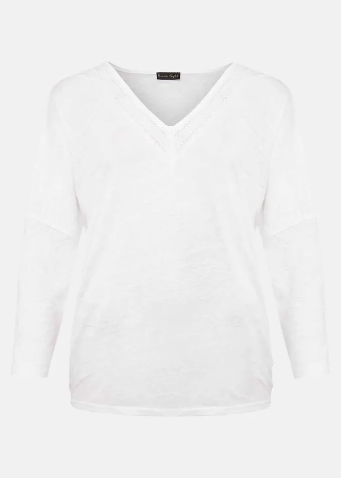 Phase Eight Kaitlyn V Neck Linen Top White Women Tops and TShirts