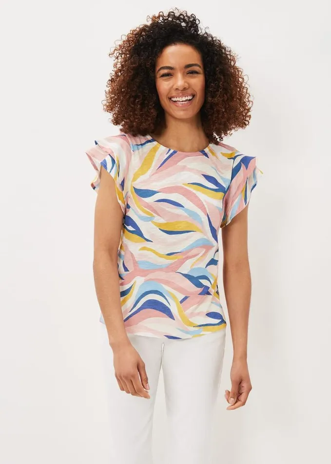 Phase Eight Kali Linen Multi Print Top Multicoloured Women Tops and TShirts
