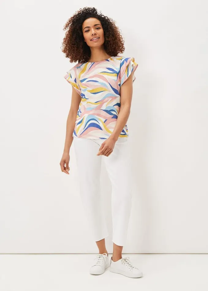 Phase Eight Kali Linen Multi Print Top Multicoloured Women Tops and TShirts