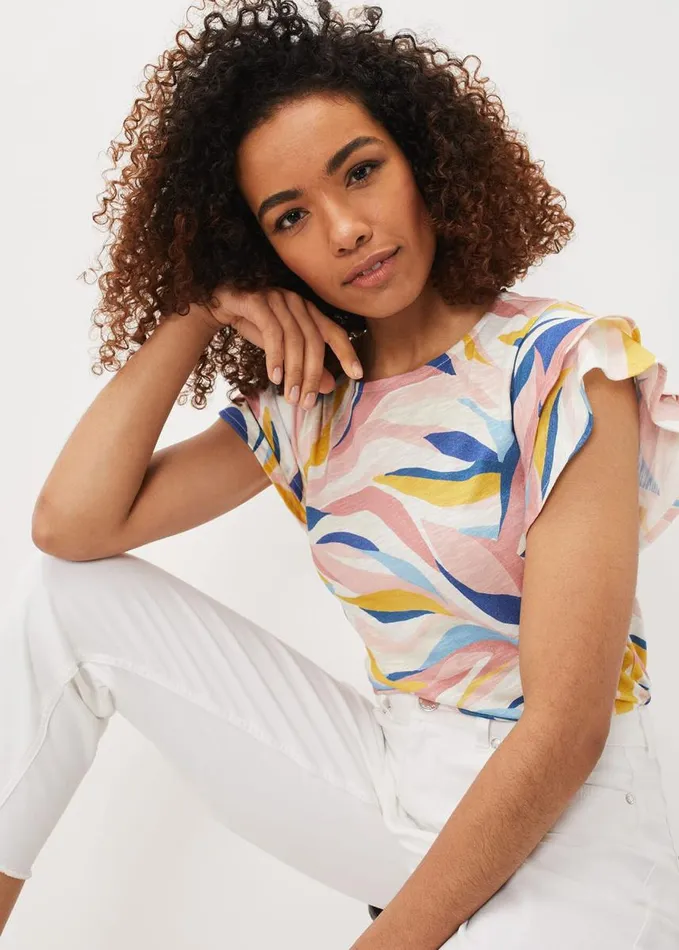 Phase Eight Kali Linen Multi Print Top Multicoloured Women Tops and TShirts
