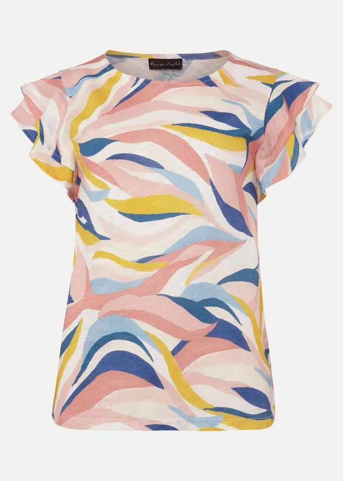 Phase Eight Kali Linen Multi Print Top Multicoloured Women Tops and TShirts