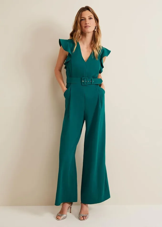 Phase Eight Kallie Belted Jumpsuit Green Women Dresses