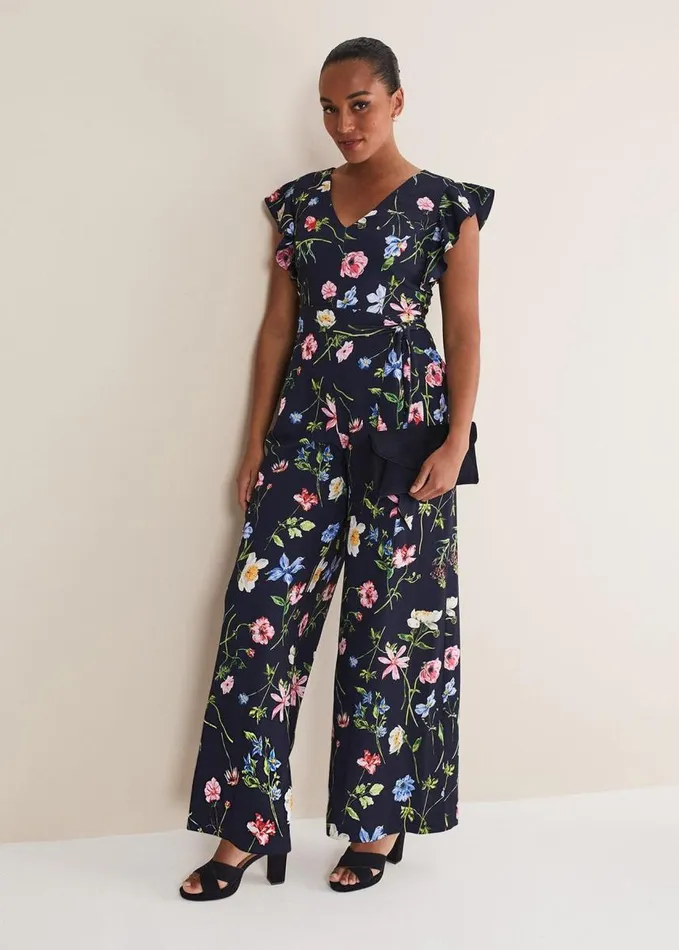 Phase Eight Kallie Floral Wide Leg Jumpsuit Navymulti Women Dresses