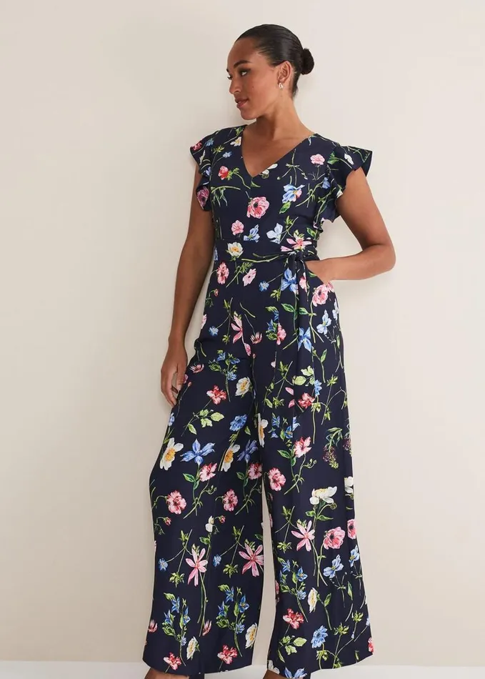 Phase Eight Kallie Floral Wide Leg Jumpsuit Navymulti Women Dresses
