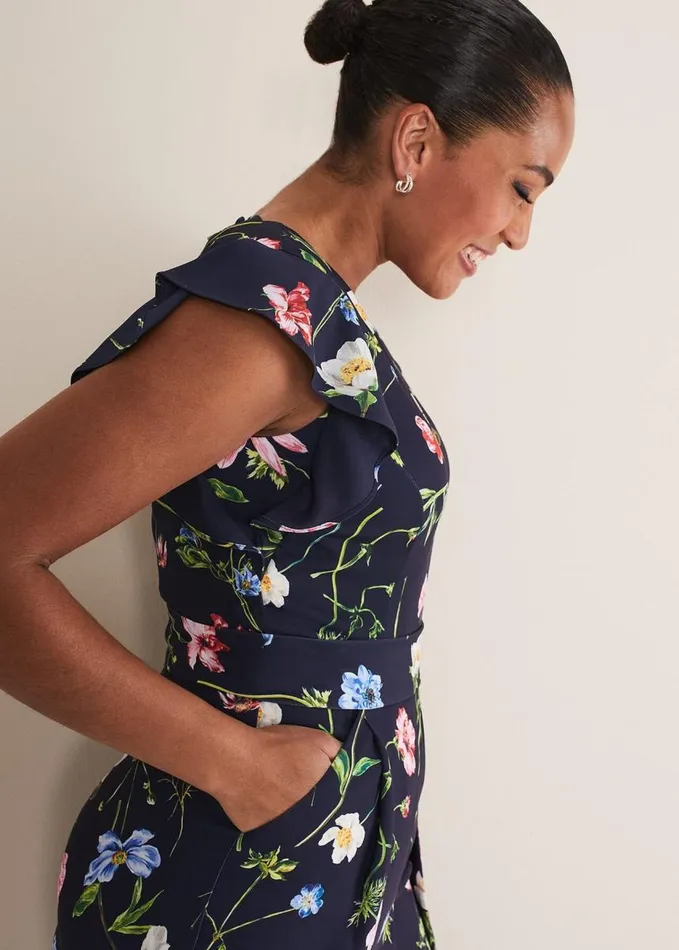 Phase Eight Kallie Floral Wide Leg Jumpsuit Navymulti Women Dresses