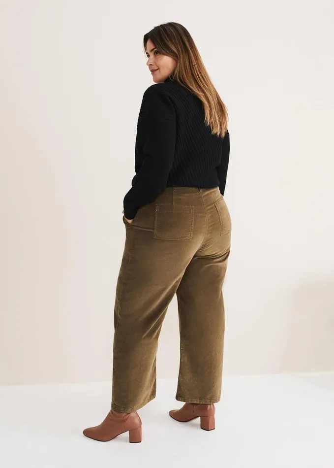 Phase Eight Karlie Button Through Corduroy Jeans Olive Women Trousers