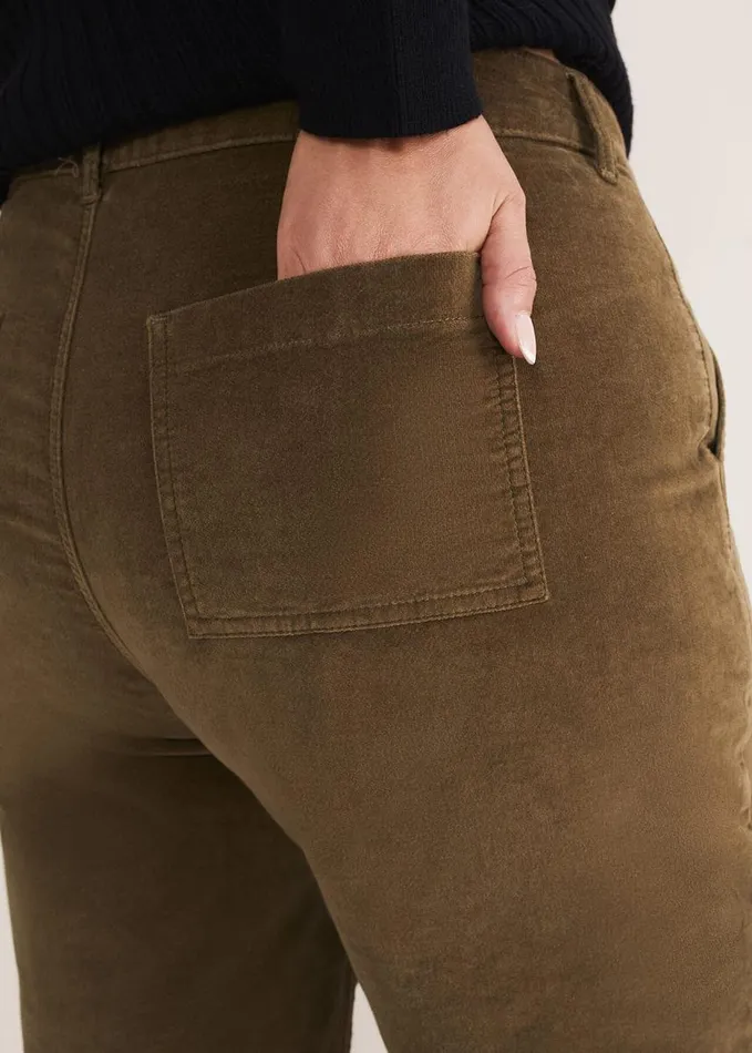 Phase Eight Karlie Button Through Corduroy Jeans Olive Women Trousers